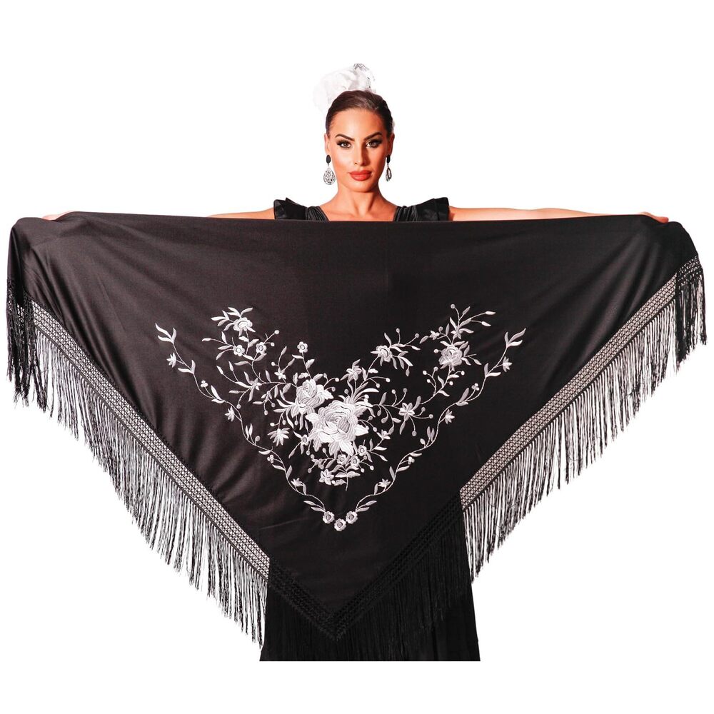 4744 Mantón Flamenco Grande. Medida 75x35cm Sin Contar Los Flecos